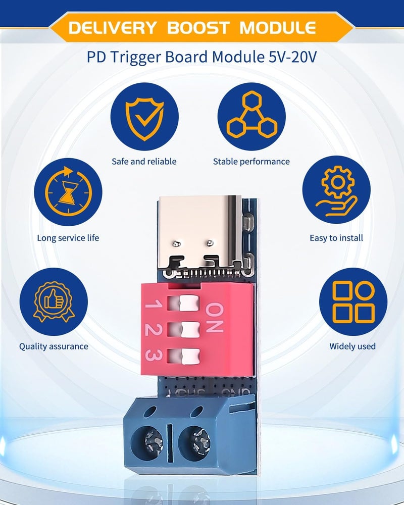 LYLANMO 6PCS USB Type-c Charger Power Delivery Module Voltage selector to 5V9V12V20V PD/QC Decoy Board Fast Charge USB-C PD Trigger Board Module - Image 2